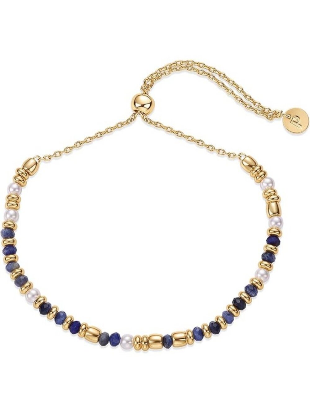 Sodalite 14K Yellow Gold Plated Gemstone Beaded Bracelets for Women